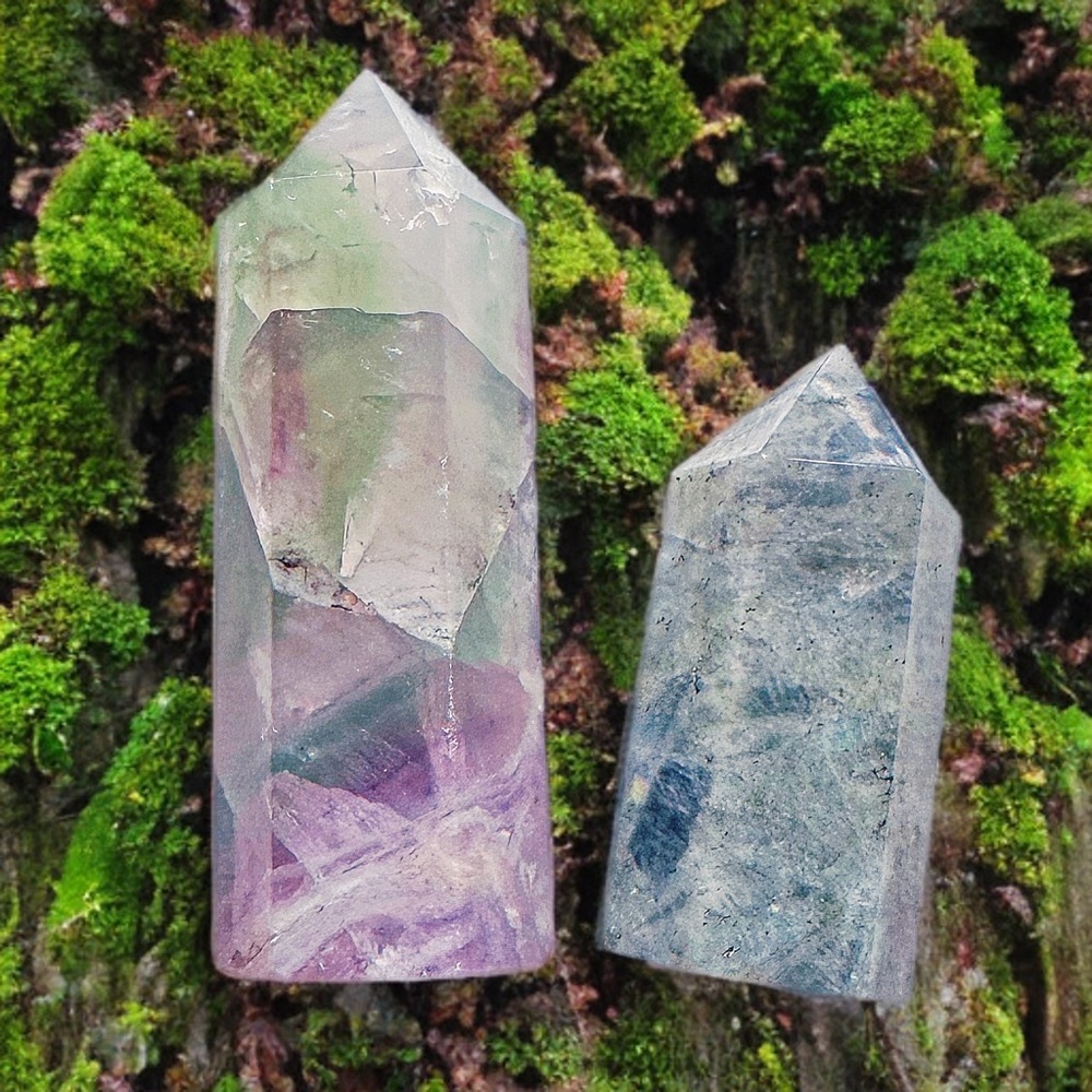 CRYSTAL POINTS- FLUORITE & LABRADORITE